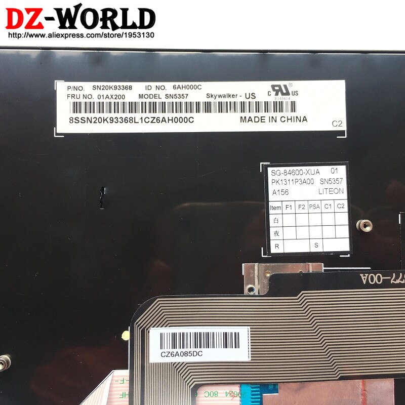 Teclado Inglés Americano Original para Lenovo Thinkpad E570 E570C E575 Teclado 01AX200 01AX120 01AX160 SN20K93368