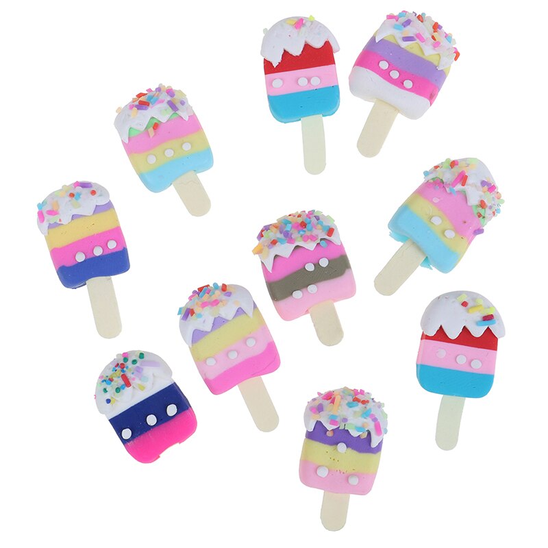 1-5pcs Mini Dollhouse Miniature Pretend Toy Mini Soft Ice Cream Cups Spoon Bar Ice-lolly Simulation Food For Dolls Accessories