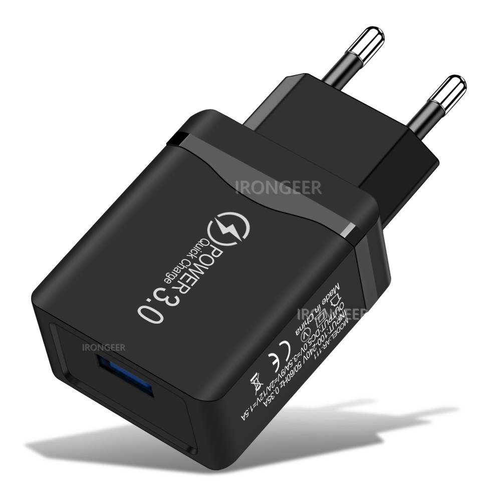 18W Quick Charge 3.0 USB Charger for iPhone 11 XR Xiaomi Huawei EU/US Plug QC 3.0 4.0 Fast Charger Adapter for Samsung S10 Plus: EU Plug