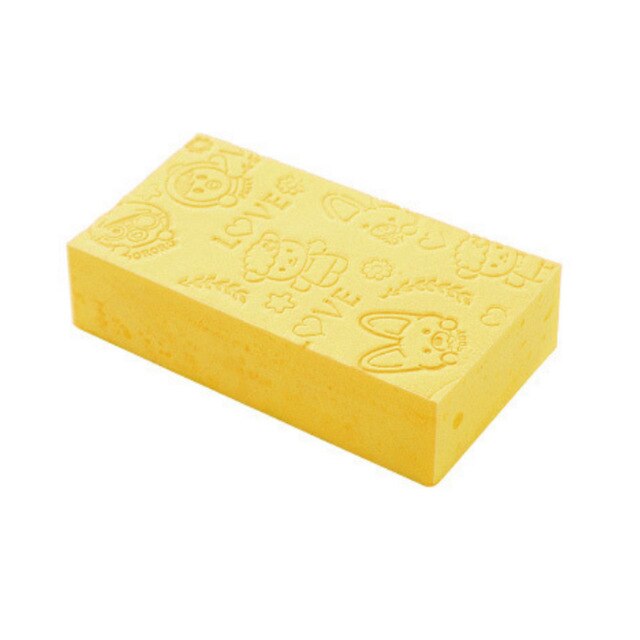 Bad svamp spets tryckt skrubb dusch baby bad skrubber exfolierande skönhet hudvård svamp ansiktsrengöring spa badboll 1pc: Ljusgul