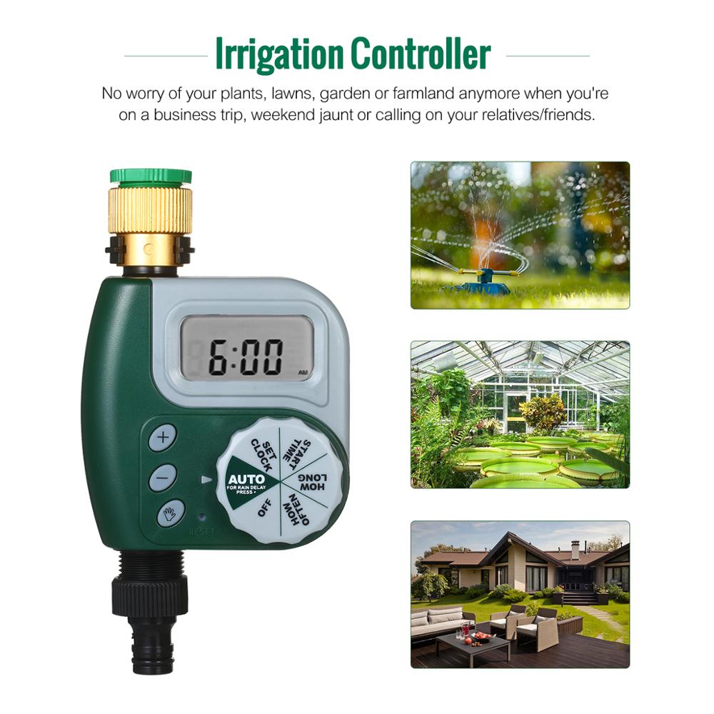 Battery Operated Automatic Watering Sprinkler System Irrigation Controller Programmable Digital Hose Faucet Timer with 2 Outlet: UK Type 2