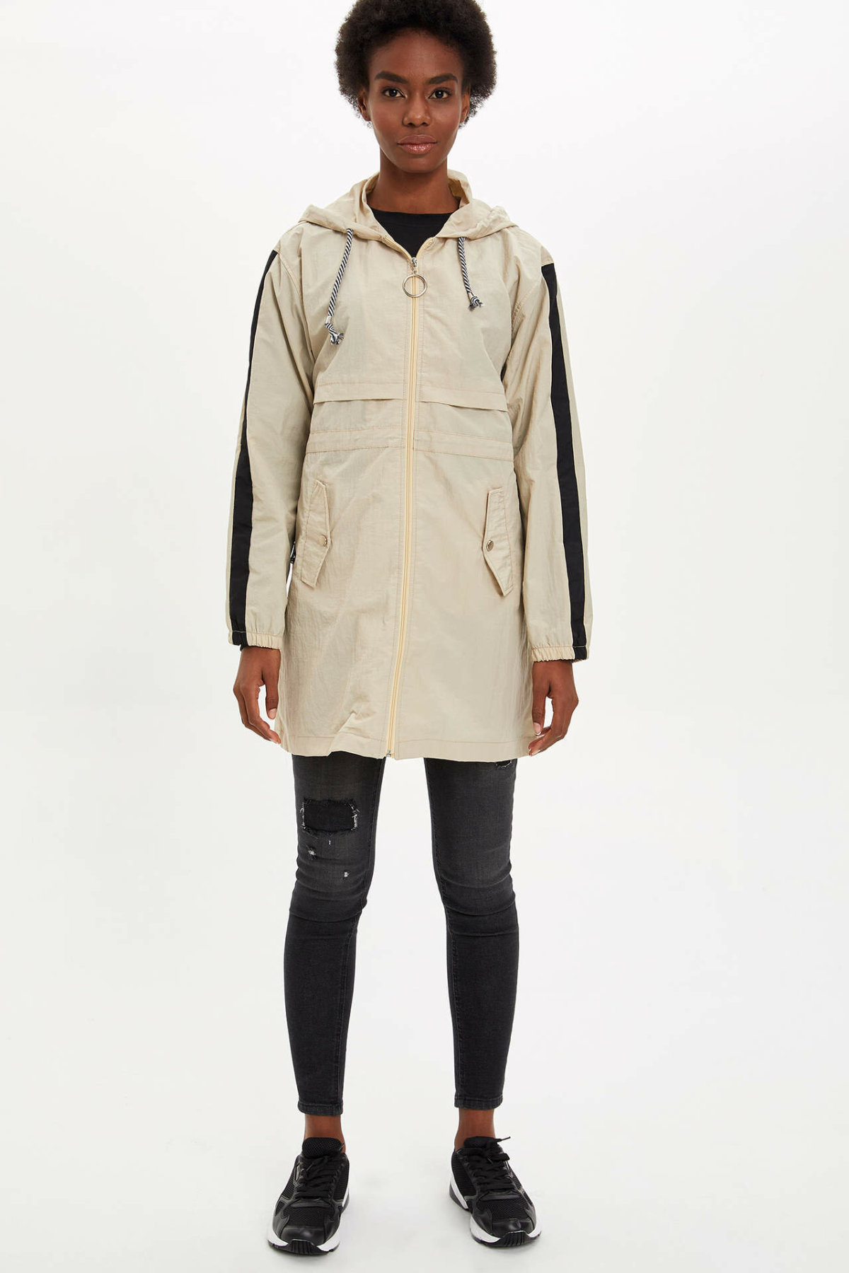 DeFacto femme à capuche solide manteau ample femme vestes à glissière pour les femmes sports manteaux automne dames-M7891AZ19AU