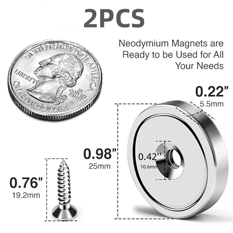 2/4/6 pièces D25/32mm-néodyme, néodyme de terres rares avec trou fraisé et feuille de fer, armoire néodyme avec vis: Orange