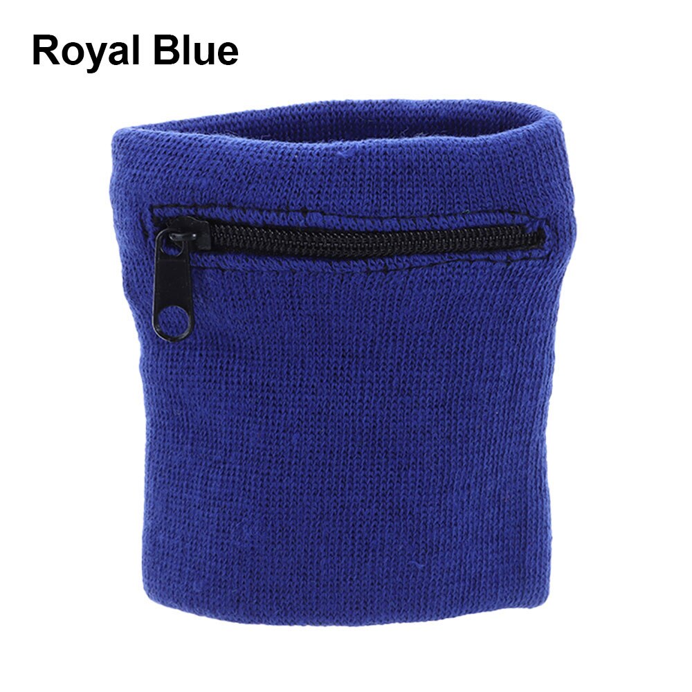 1Pc Soft Wrist Band Sport Wrist Purse Bag Running Wrist Protection Outdoor Gym Key Pocket Bike Wallet Safe Zipper Wrist Band: Royal Blue