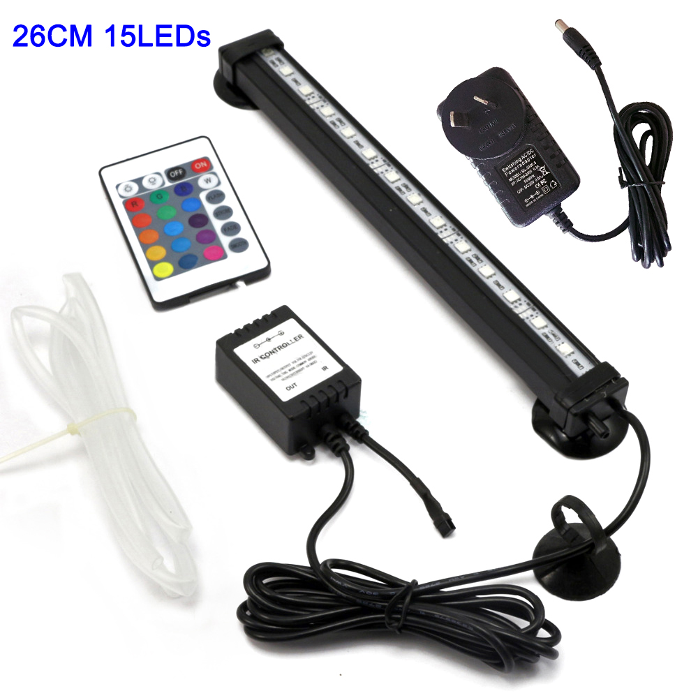 5050 Rgb Waterdichte Luchtbel Lamp Led Aquarium Aquarium Licht Dimbare Afstandsbediening Dompelpompen Licht Maken Vis Zuurstof: AU Plug 26cm