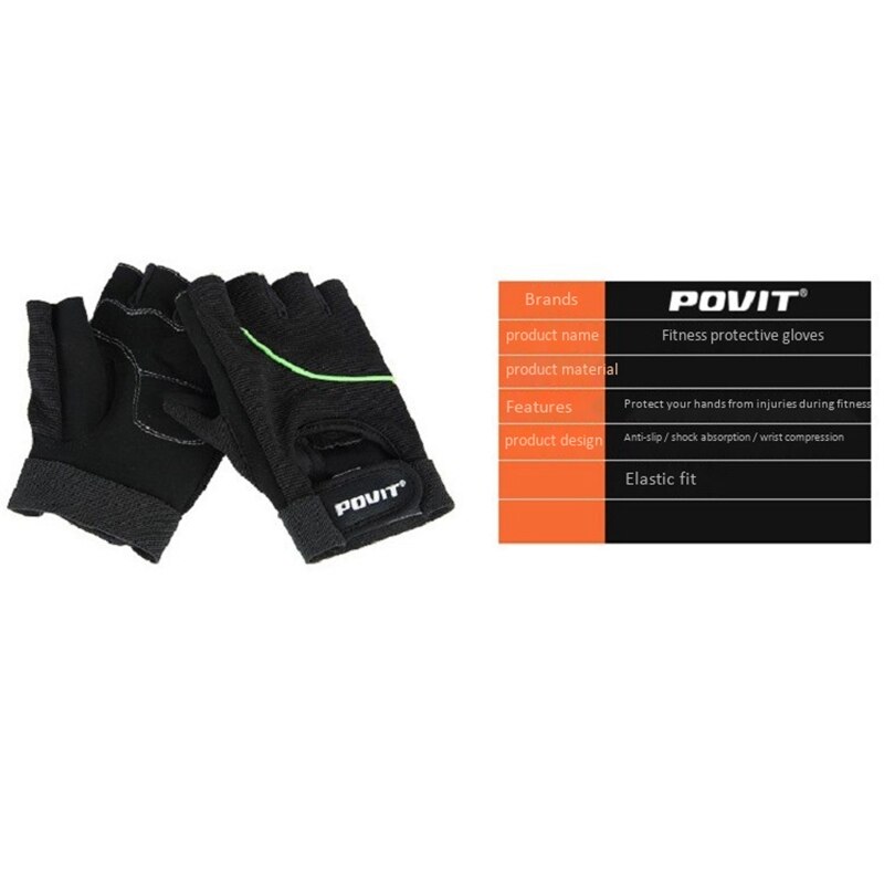 Povit Sport Fitness Half Vinger Handschoenen Ridding Handschoenen Fietsen Vingerloze Handschoenen Fitness Sport Handschoenen