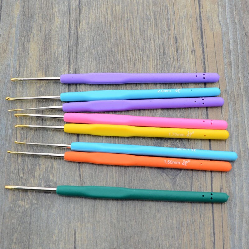 1pcs Looen Small Soft Rubber Handle Metal Hook Crochet Template Kit TPR Aluminum Knitting Needles For Loom Tool Band DIY Crafts