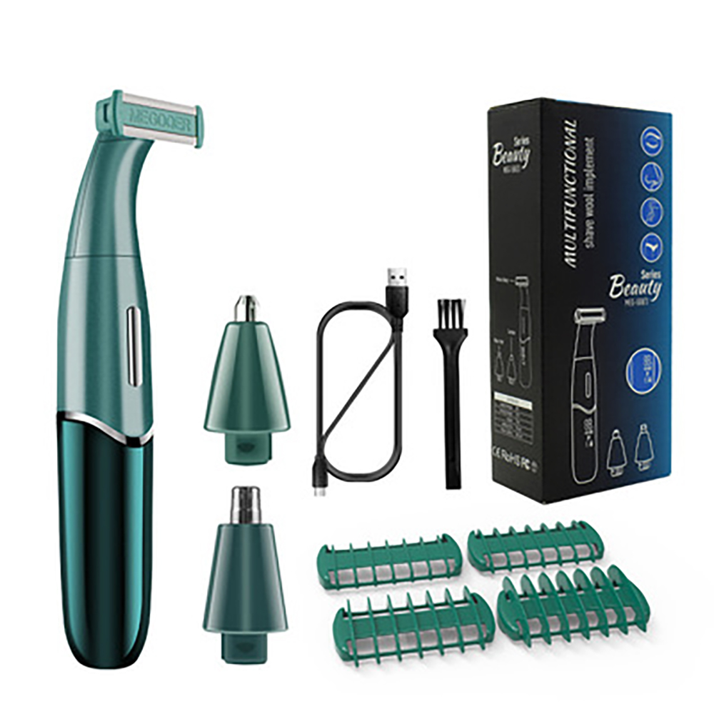 3 In 1 Nose And Ear Trimmer Men Hair Removal Nose Clipper Cut Haircut Lcd Electric Shaver Machine Razor Epilator Brow Trimming: Green