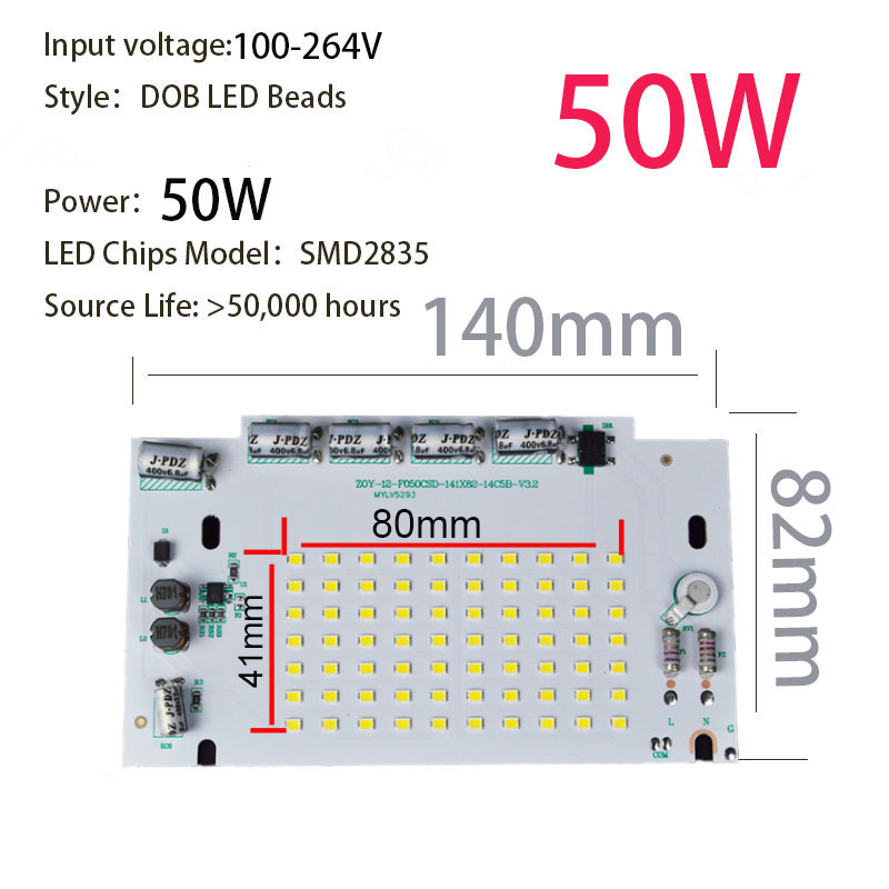 Matriz Led de 220v, cuentas Led de 20W, 50W, 6000K, SMD2835, Chips Led de matriz, accesorios de iluminación de jardín para interiores y exteriores superbrillantes: Gris oscuro / 1 W