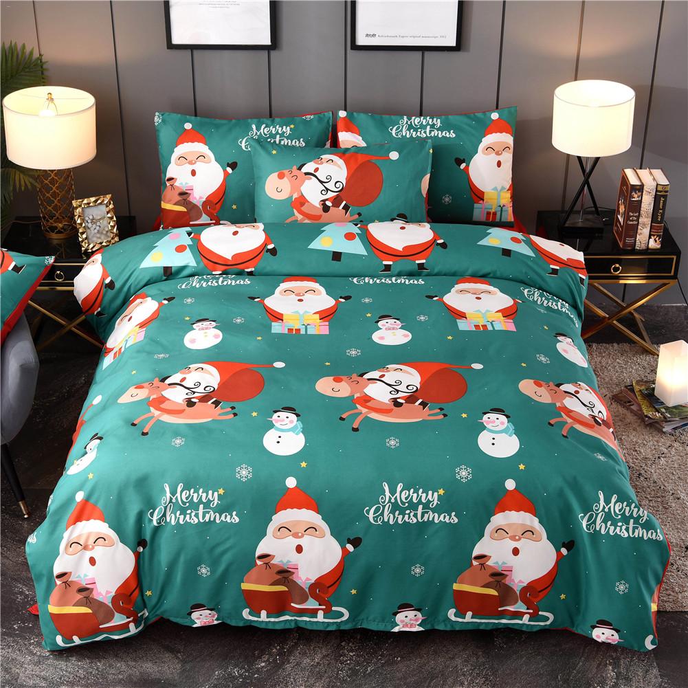 3D Cartoon Bedding Sets Merry Christmas Santa Claus Bedclothes Duvet Quilt Cover Bed Sheet 2 Pillowcases Year for Famil