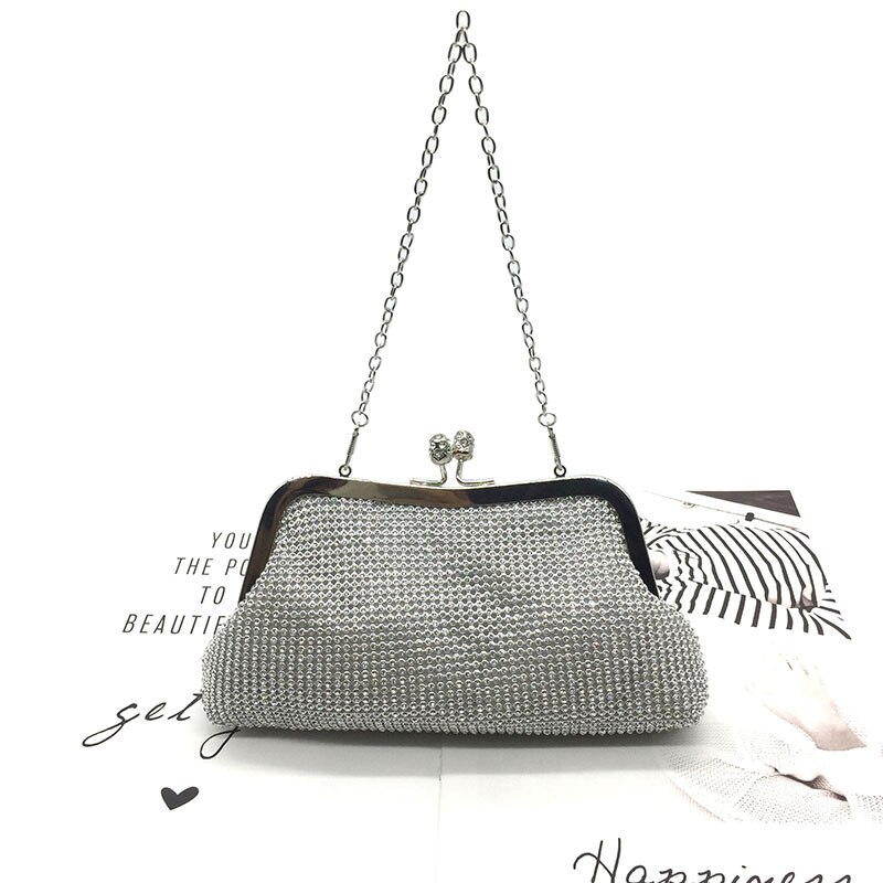 Senhoras diamantes sacos de noite elegante festa casamento pequena concha bolsa para a mulher jantar embreagem bolsa corrente ombro ftb318