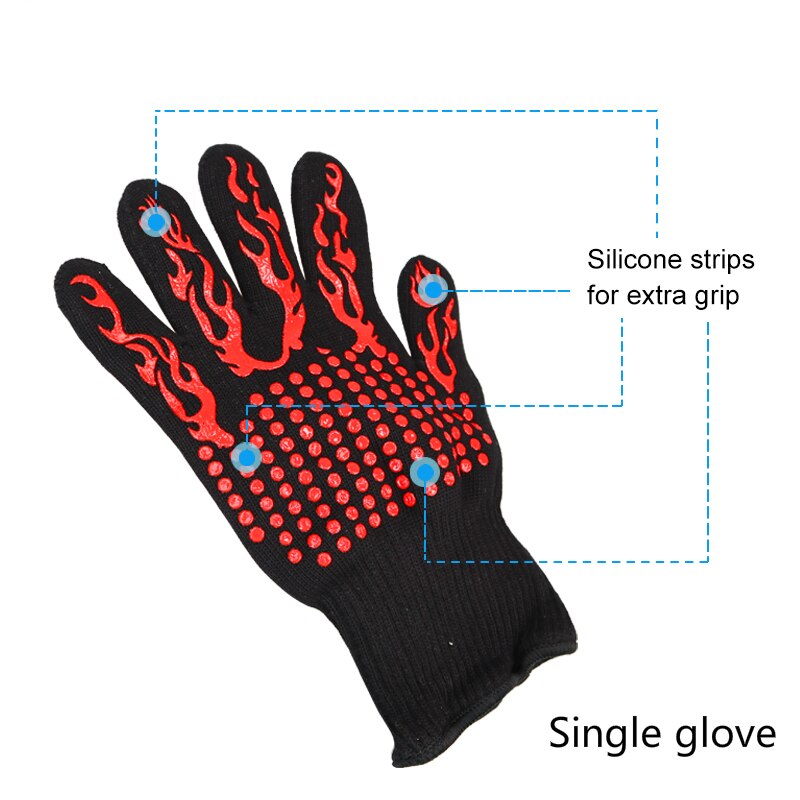 Bbq Grill Handschoenen Hittebestendige Materiaal Siliconen Antislip Koken Bakken Barbecue Oven Handschoenen: Default Title