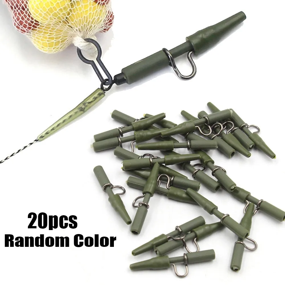 Clips de seguridad de alta resistencia, Kit de cono de gomas traseras, conector giratorio de cambio rápido, buscador de peso de plomo, aparejos de pesca de carpa, 10/20 piezas: Negro