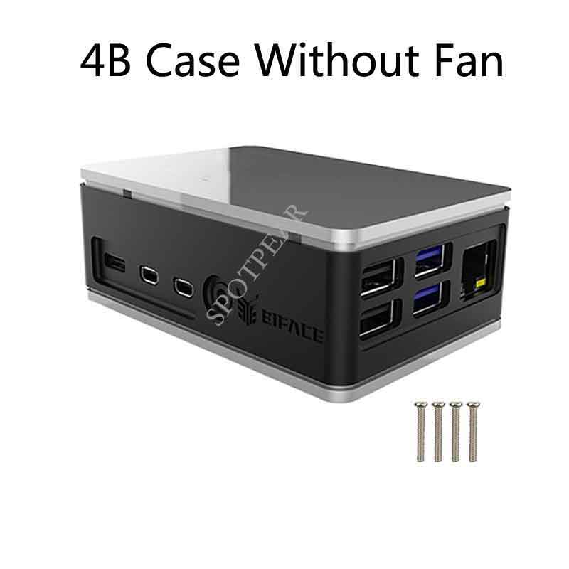 Raspberry Pi 4 Model B 4B case aluminum alloy ABS dual-material case can be equipped with fan to quickly dissipate heat: Without Fan