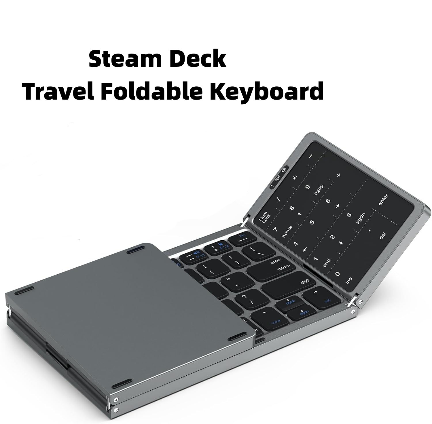 Steam Deck Travel Foldable Keyboard, Portable Multi-Device Wireless Bluetooth Keyboard with Touchpad & Number Pad for Steam Deck: Default Title