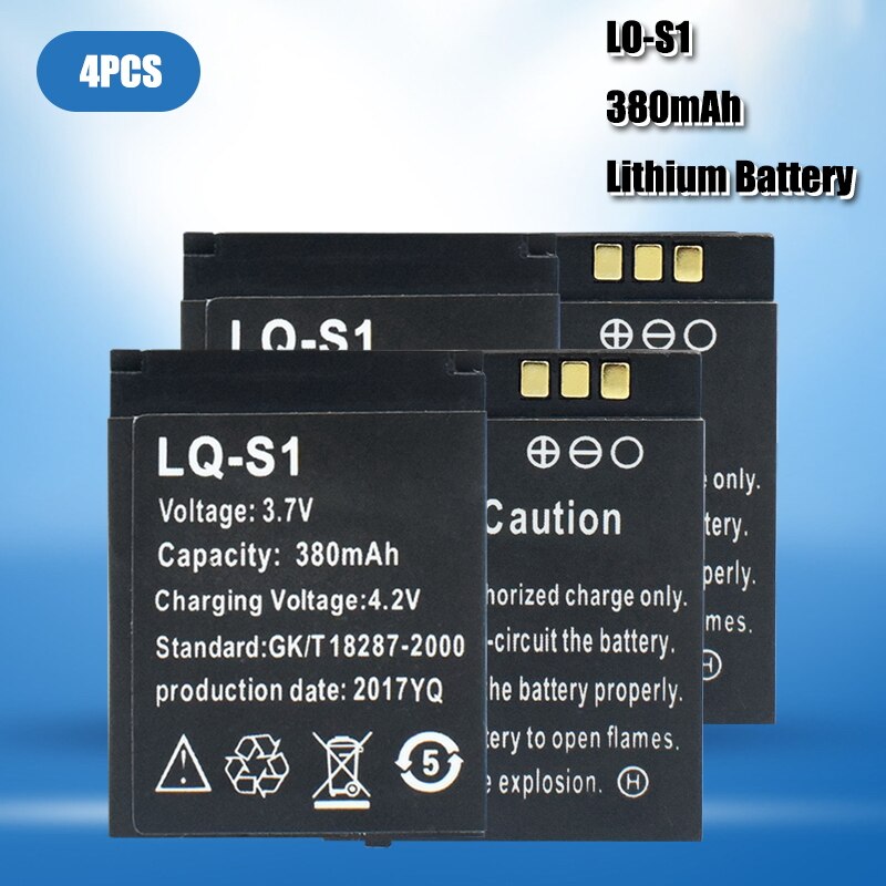 Inteligentny zegarek bateria LQ-S1 3.7V akumulator 380mah dla inteligentnego zegarka mody miernik QW09 DZ09 W8 A1 V8 X6 baterie litowe: 4szt