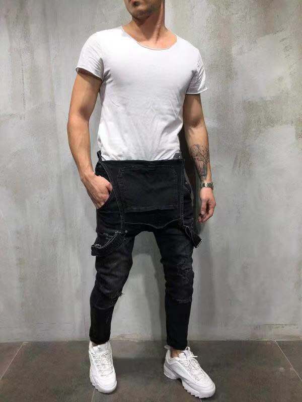 Salopette en Jeans pour Homme, Vêtement Intégral en Denim Style Cargo, Pantalon de Travail, Décontractée, pour Moto et Bikers, Existe en Grandes Tailles