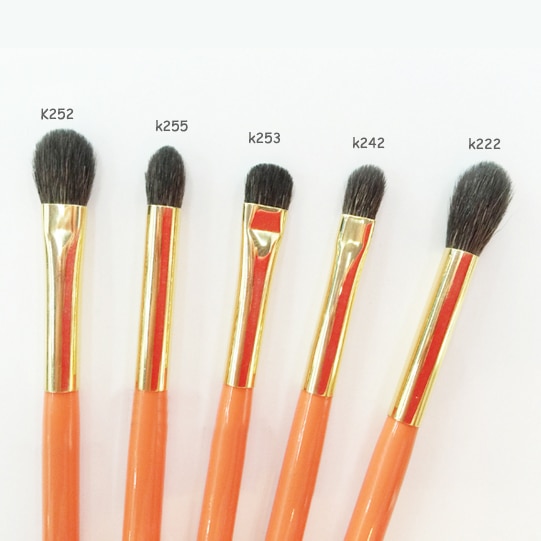 Håndlavede makeup børster sæt blødt blåt egern gedehår øjenskygge præcis blandingsbørste orange makeup børste sæt