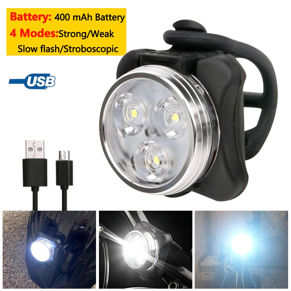 Waterproof Portable Mini Bike Lamp White Front Bicycle Light Red Warning Cycling Taillight MTB Rear Light Safety Night Riding: C White