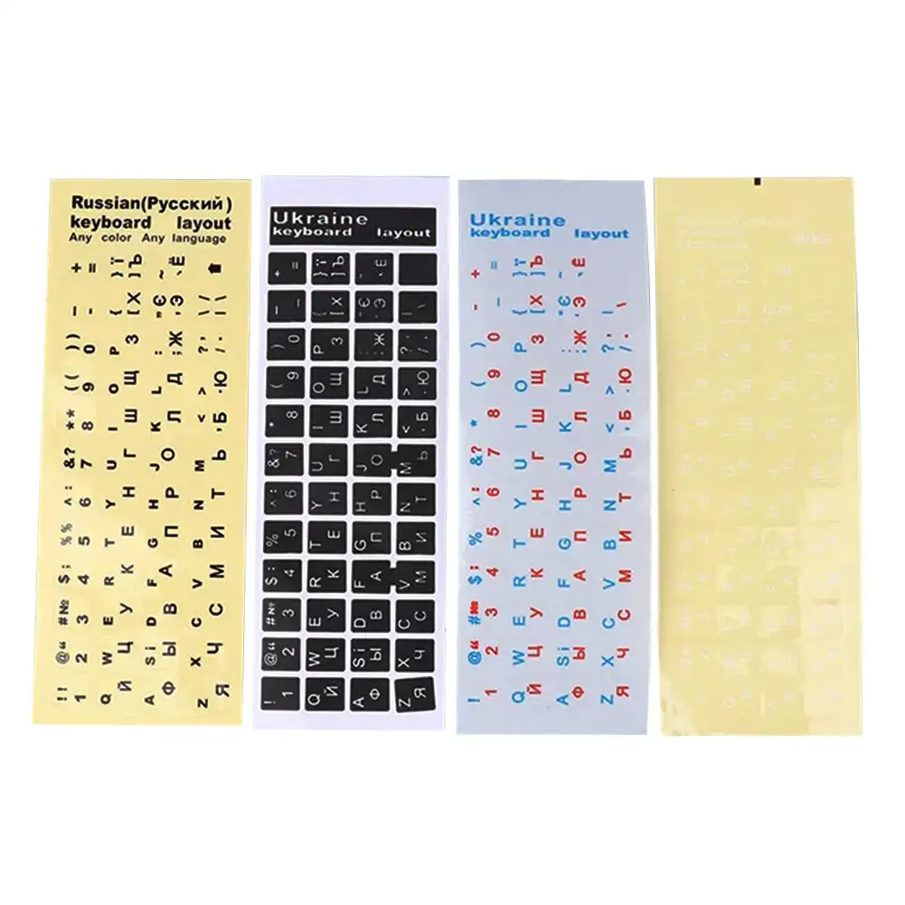 Naklejki na klawiaturę ukraińską czarne/przezroczyste tło białe/niebieskie czerwone litery język ukraińnarty robić uniwersalnych akcesoriów robić laptopów PC