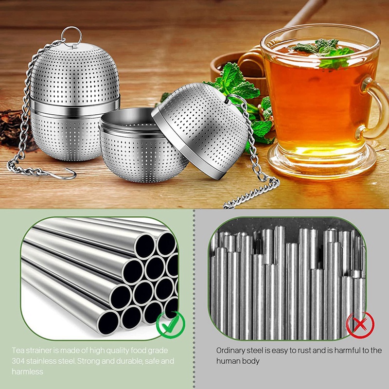 Tea Ball Infuser, 2 Packs Stainless Steel Tea Strainer, Extra Fine Mesh Tea Infuser Threaded Connection for Brew Tea