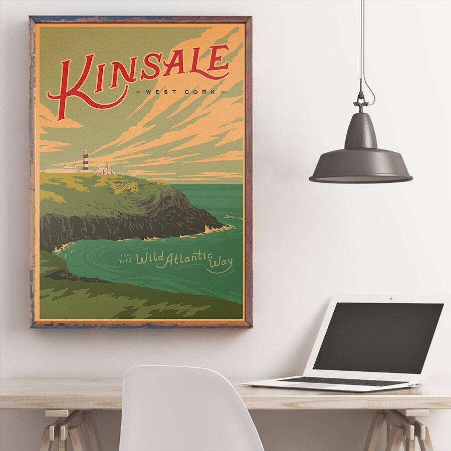 Irland Sommer Stadt Reise Poster Zauberstab Aufkleber Jahrgang Kraft Papier Kneipe Bar Hotel Dekor Hand Gemalte Landschaft Bild 42x30cm