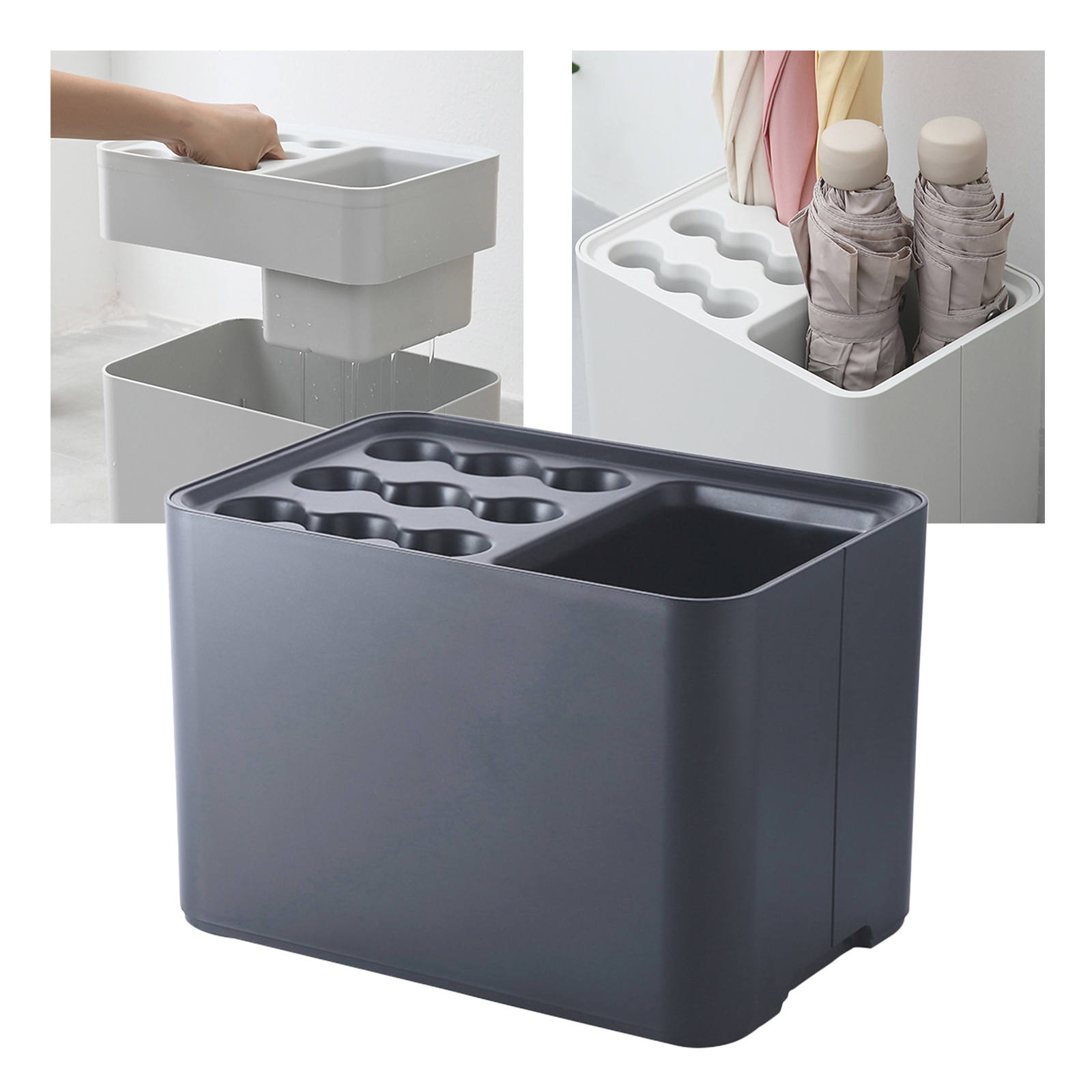 15 Grids Paraplu Houder Paraplu Plank Aftappen Kan Opslag Houder Voor Home Office Entryway Hal: Black