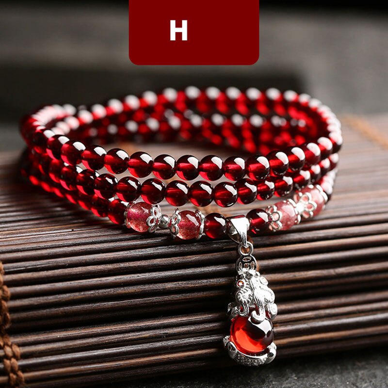 Wein Rot Granat Armbänder Für Frauen Natürliche Edelstein 925 Sterling Silber Schmuck Fox Kürbis Pixiu Schneeflocke Charme Beste Mädchen: Type H