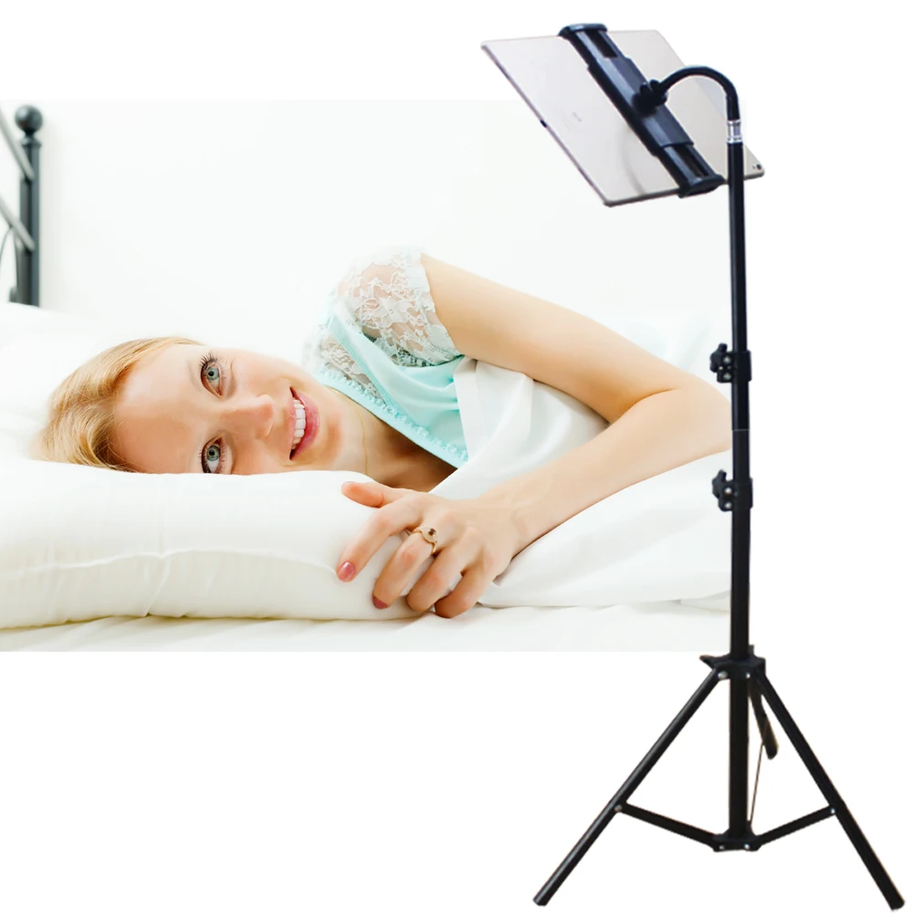 Nettbrettstativ i sengen, stor klemme, mobiltelefonholderfeste til 7-13- tommers nettbrett til ipad luft mini pro 7.9 10.5 11 12.9 tommer