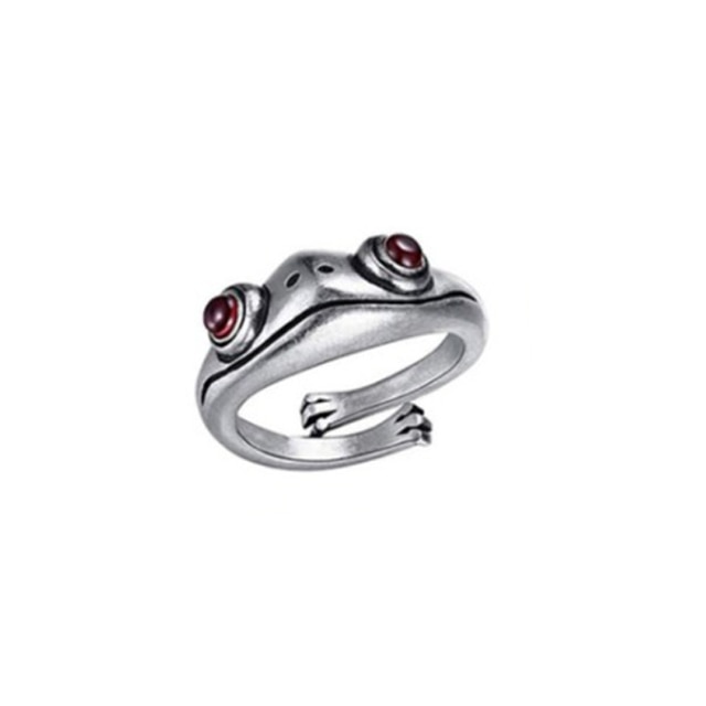 retro Pfau Frosch Ring Männer Frauen Legierung Ringe Ebene FlüGel Hüfte hüpfen Felsen Schmuck Resizable: Grün