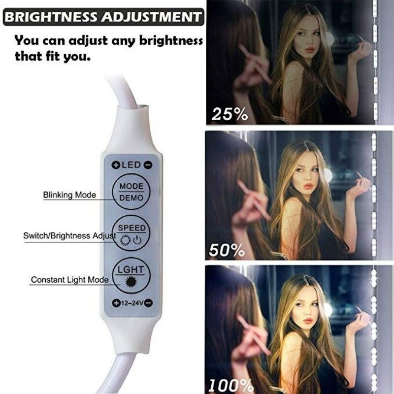 DIY LED Makeup Mirror Light Dimmable 3M 1.5M Dressing Table Mirror Lamp 5730 LED Modules 12V Waterproof Room Stairs Closet Light