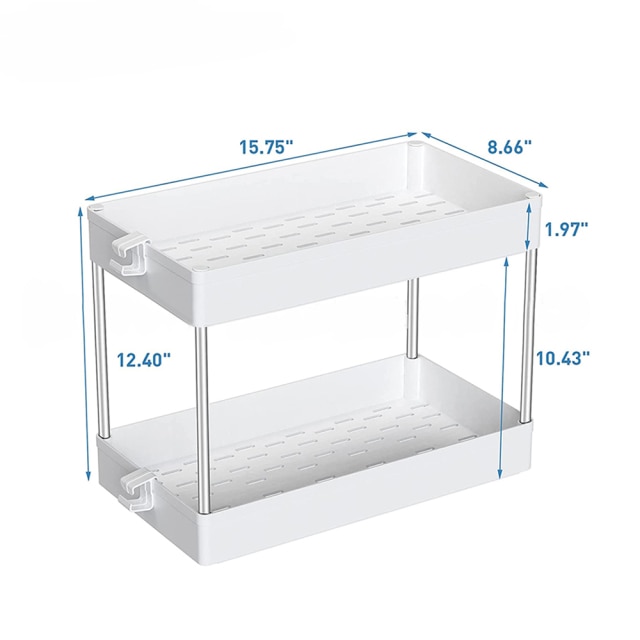 Under Sink Organizer Under Bathroom Sink Storage 2 Tier Organizer Bath Collection Baskets Multi-purpose Under Sink Storage: White