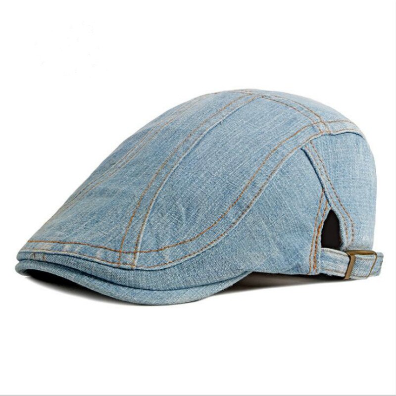 Béret en Jean délavé Vintage, casquette plate en forme de lierre, rétro, Style britannique et occidental