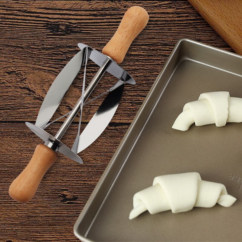 Upspirit Rvs Rolling Cutter Voor Maken Croissant Brood Wiel Deeg Gebak Mes Houten Handvat Bakken Keuken Mes