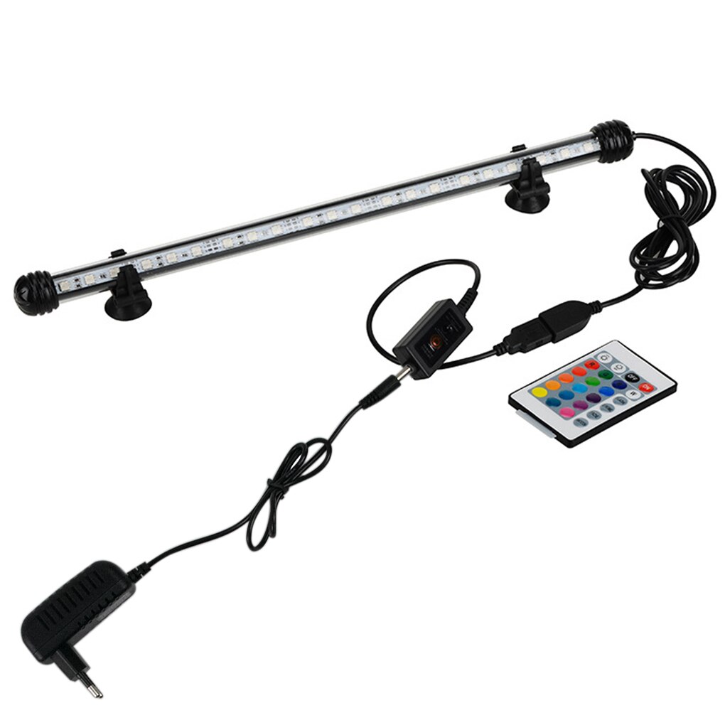 Aquarium Dimmable RGB Light Waterproof Underwear Bar Lamp Remote Control Aquarium Atmosphere Light: 38cm UK Plug