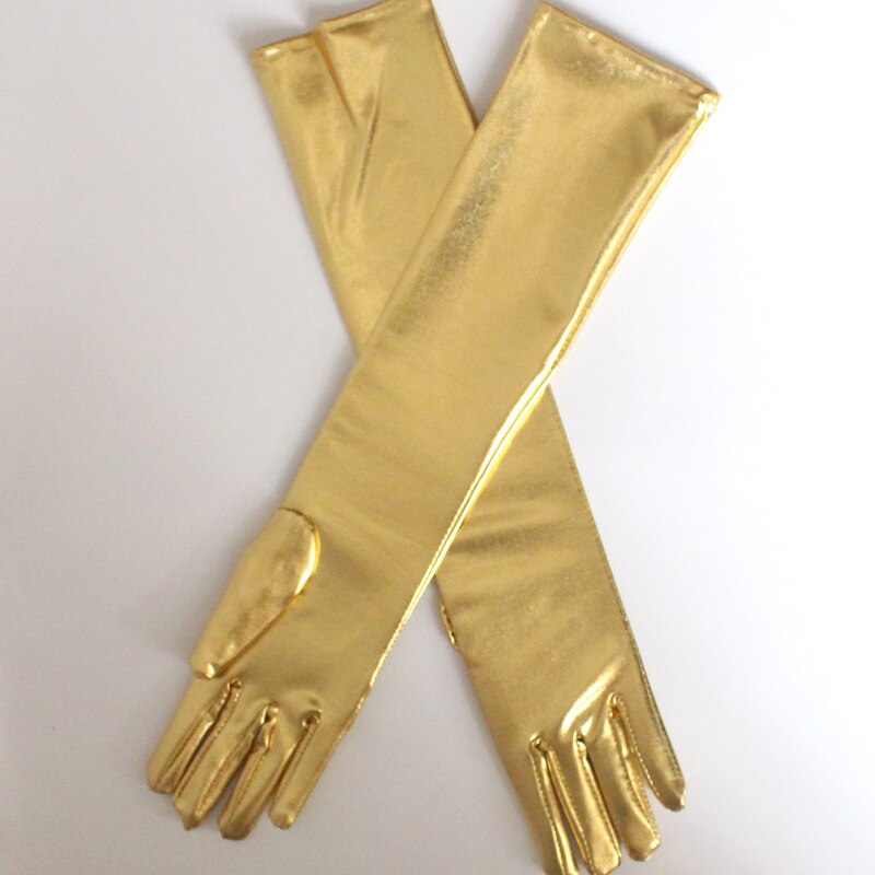 JaneVini-guantes de boda largos dorados/plateados brillantes para novia, longitud hasta el codo, guantes de novia, guante de de noche, accesorios de boda,