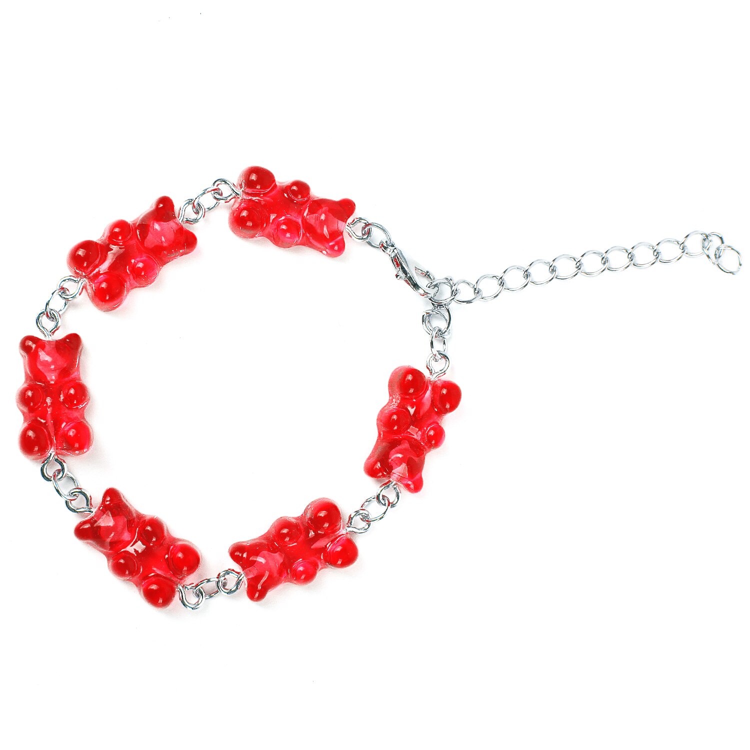 Cute Rainbow Candy Color Gummy Bear Women Girls Gummy Bear Bracelet Bracelet Jewelry Bracelet: red