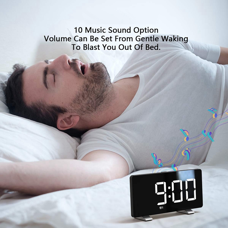 Digital Alarm Clock 7.3 Inch LED Screen with Snooze Adjustable 0-100 Brightness Volume Dimmable Easy for Kid Senior Bedside Alar