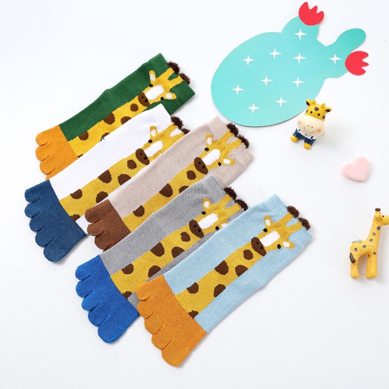 Children Kids Girls Toe Socks Cute Cartoon Cotton Baby Girl Socks Boy Toddler Spring Five Finger Socks 3-10Y