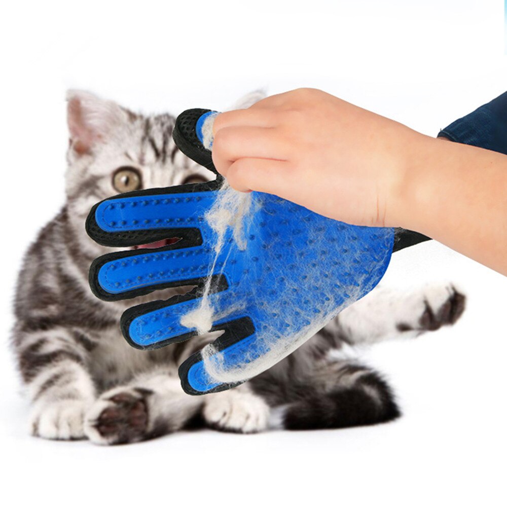 Guante cepillo para desodorización, suministros para animales y gatos, guantes para mascotas, peine para el pelo, guante para dedos, suministros para el cuidado del gato, limpieza de mascotas: Blue