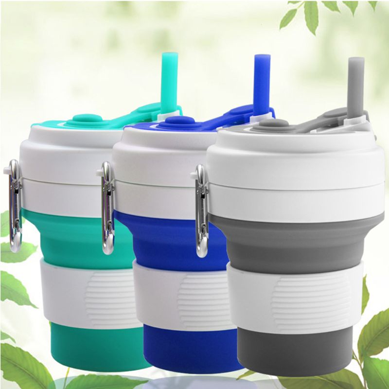 Siliconen opvouwbare reisbeker opvouwbare koffiemok drinkbeker met verstelbare inhoud lichtgewicht bpa voor reizen kamperen