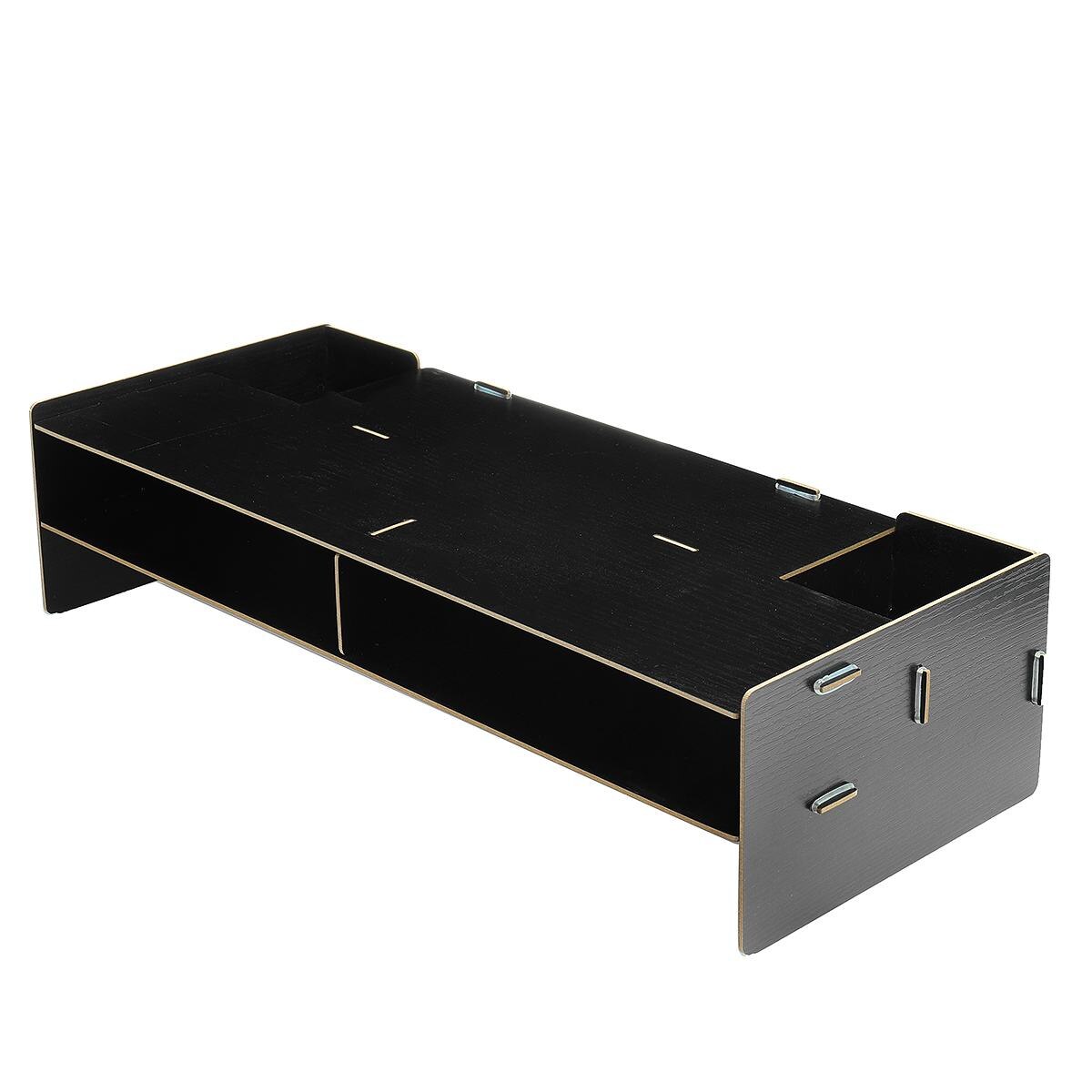 Supporto per TV in legno supporto per Monitor a LED LCD supporto per schermo del Computer per Computer portatile Kit TV forniture per scrivania Organizer cartella per File rack: Black