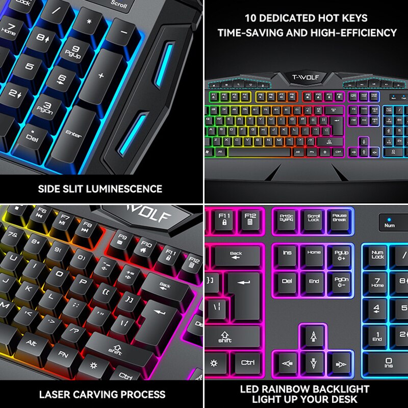 EAOR RGB Backlit Gaming Keyboard and Mouse Combos Mechanical Feel Keyboard Mouse Set Multimedia Keyboard for Laptop Desktop