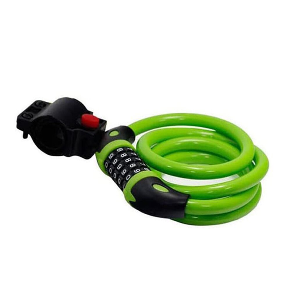 Goede Gezonde Fietsslot 5 Cijferige Code Combinatie Fiets Security Lock Stalen Kabel Spiraal Fietsen Lock: Green