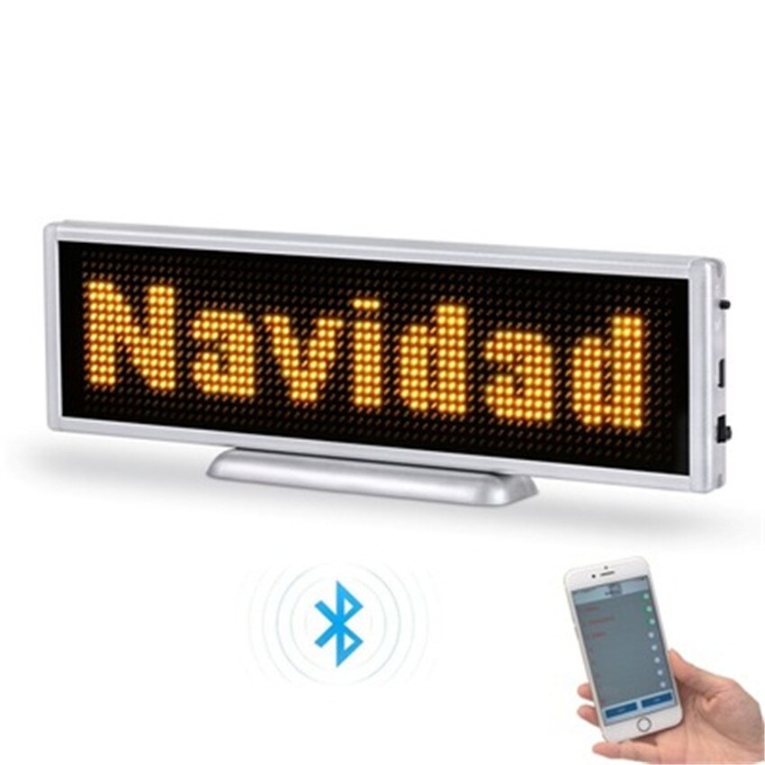 Indendørs  p3 16 * 64 pixel genopladeligt led fast-mobil besked led display panel og belyst skilt med app bluetooth funktion: Gul
