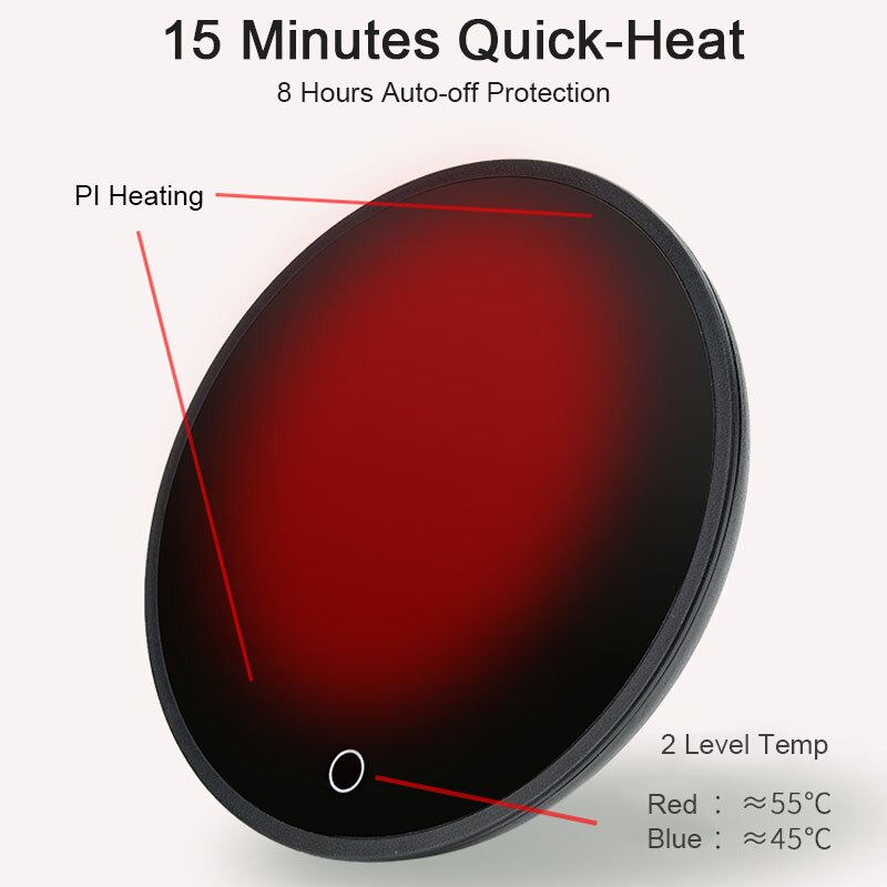Xiaomi kaffemugg koppvärmare för hemmakontor mjölk te vatten värmedyna 2 konstanta temperaturer valfri auto-off idé bästa gif