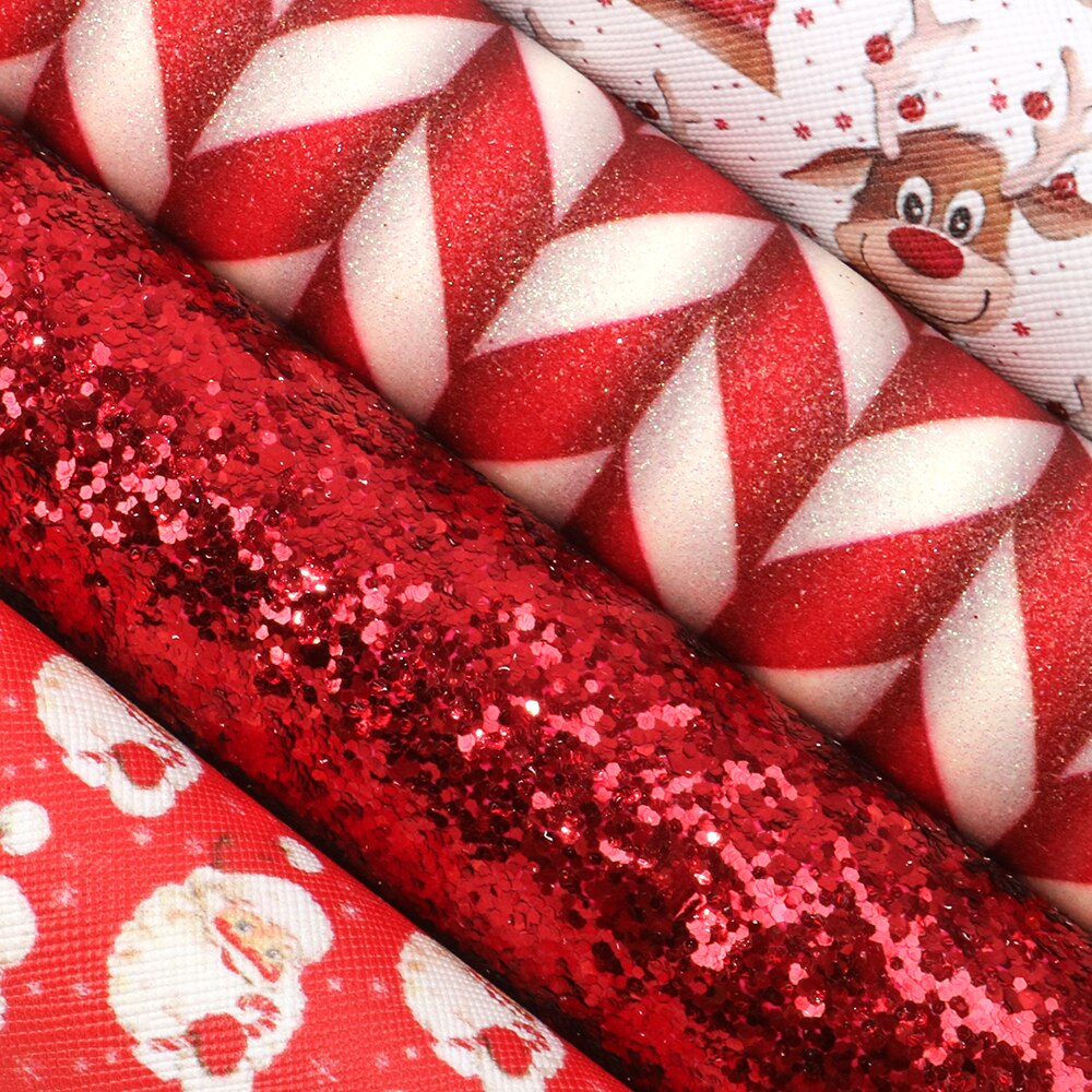 20*34cm jul assorteret kunstlæder stof til syning af kunstig syntetisk pvc til diy taske sko materiale ,1 yc 12652