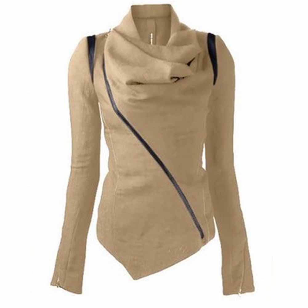 Vrouwen Wol Korte Jassen Jas Overjas Poncho Mode Vrouwen Sjaal Kraag Jas Rits Up Vrouwelijke Lange Mouw Uitloper Jas YF211