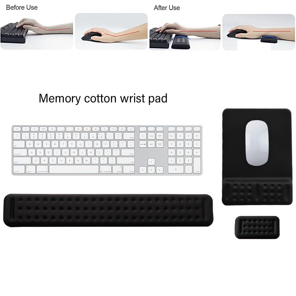 Muismat Geheugen Katoen Polssteun Toetsenbord Pads Ergonomische Antislip Automatische Molding Voor Office Home Pc Laptop Draagbare