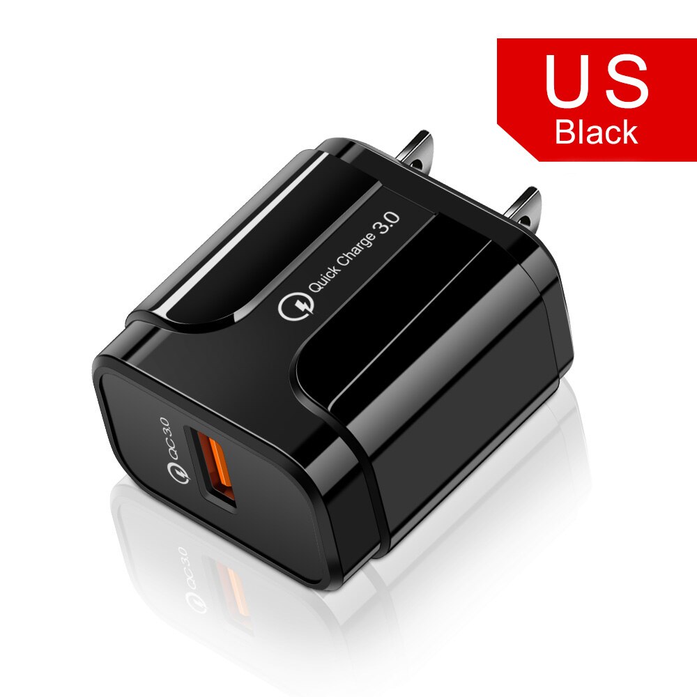 OLAF 18W Quick Charge 3,0 USB Ladegerät EU UNS 5V 3A Schnelle Lade Adapter Handy Ladegerät Für iphone Huawei Samsung Xiaomi LG: US Charger Black